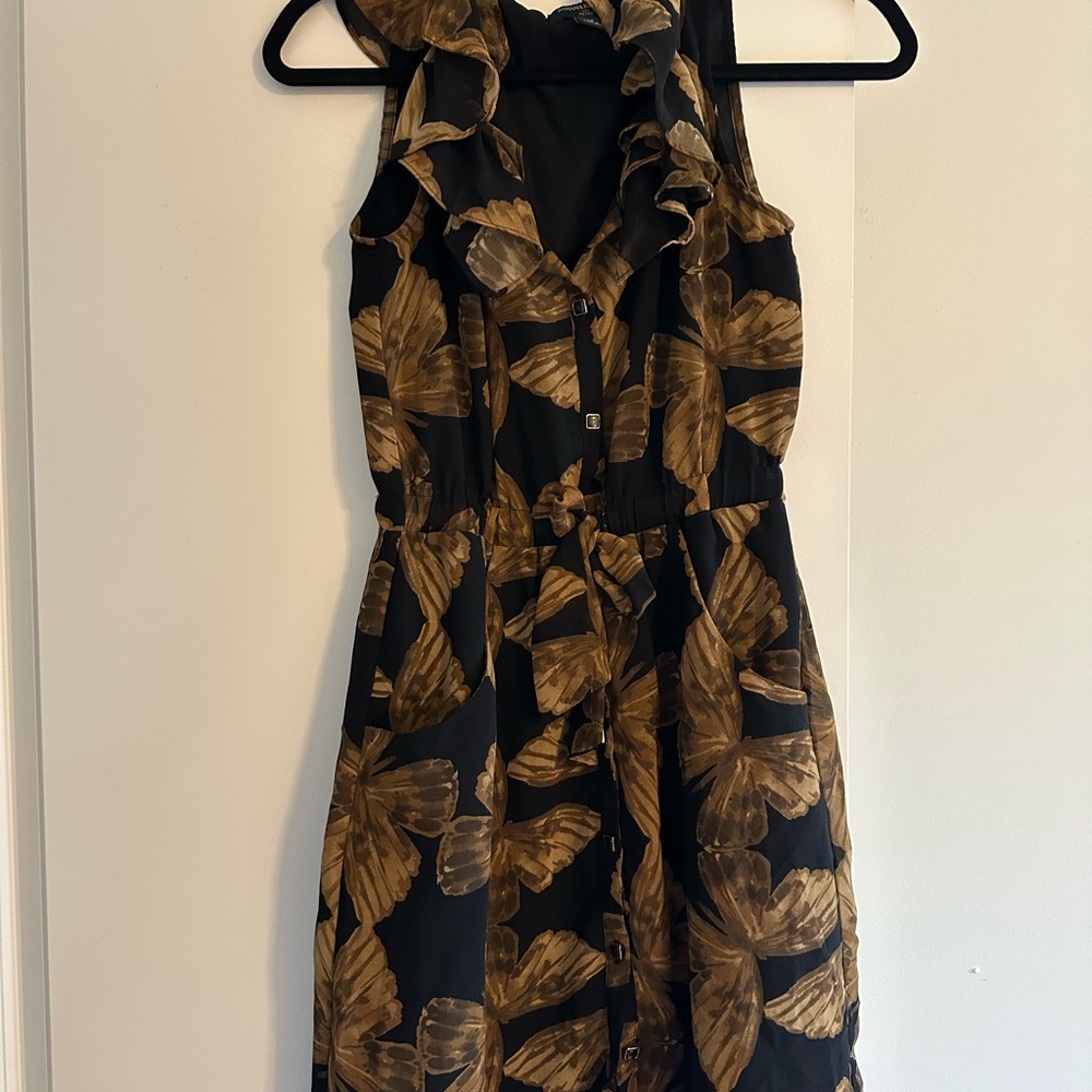 Banana Republic Black and Gold Butterfly Mini Dress